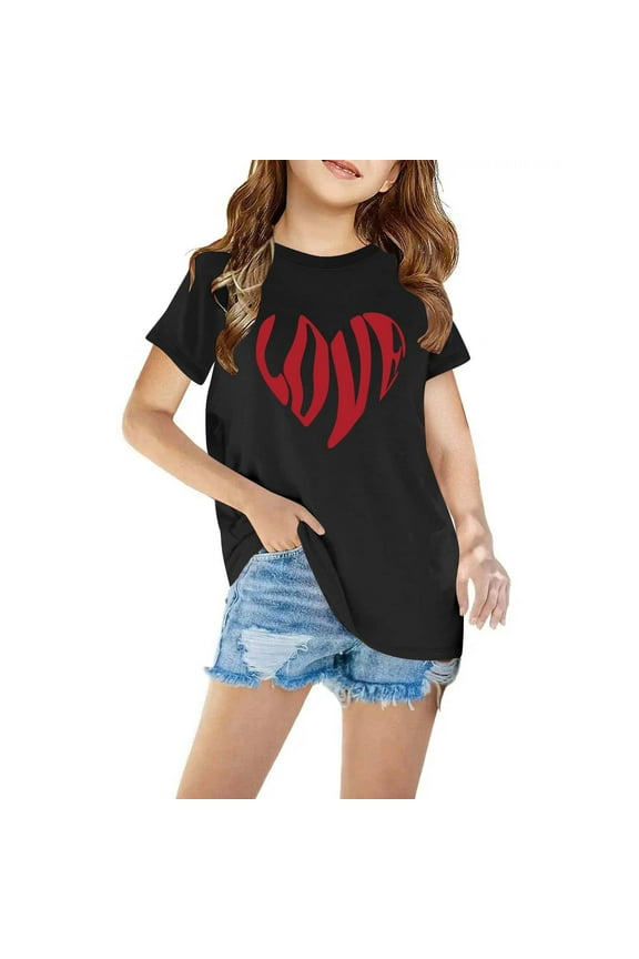 Kids Boys Girls Summer Cotton T-shirt Fashion Cute Printed Casual Short Sleeve Cotton Tops Shirts Kids Clothes Black