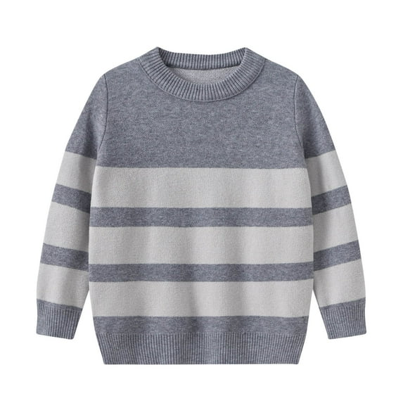 Odeerbi Kids Boys Girls Sweater Children's Winter Pullover Sweater Round Neck Long Sleeve Knit Jumper Tops Gray
