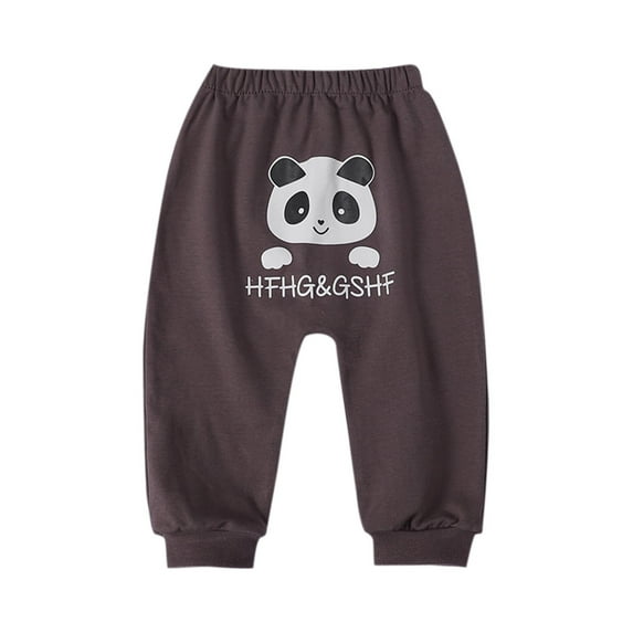 Odeerbi Kids Boys Girls Sweatpants Cotton Jogger Pants Cartoon Printed Drop Crotch Pants Child's Baby Printed Long Workout Pants Athletic Pants Cute Pants Coffee