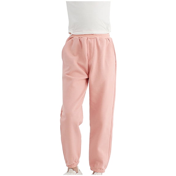 Odeerbi Kids Boys Girls Sweatpants Cotton Sports Pants Toddler Baby Candy Color Solid Color Leggings 2025 Casual Kids Pants Pink 10-12 Years
