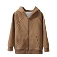 thumbnail image 1 of Odeerbi Kids Boys Girls Sweatshirt Full Zip Sports Jacket Children's Winter Warm Solid Color Long Sleeves Round Neck Coat, 1 of 3