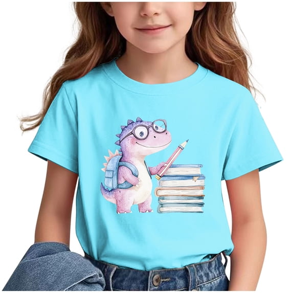 Odeerbi Kids Boys Girls T-Shirt Casual Short Sleeve Round Neck Cute Printed Tees