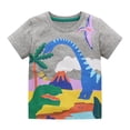 thumbnail image 1 of Odeerbi Kids Boys Girls T-shirt Dinosaur Print Short Sleeve Tee Tops Children Summer Round Neck Cute Shirts Gray, 1 of 1