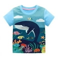 thumbnail image 1 of Odeerbi Kids Boys Girls T-shirt Ocean Cartoon Print Short Sleeve Tee Tops Children Summer Round Neck Cute Shirts Blue, 1 of 3