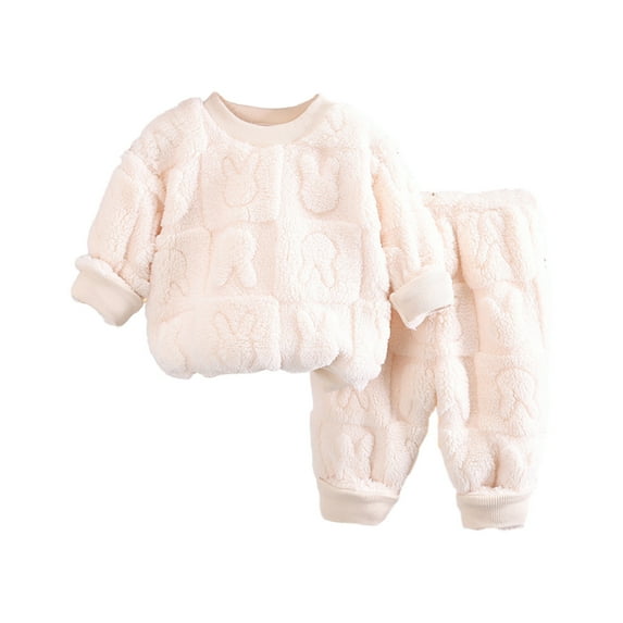 Odeerbi Kids Boys Girls Thermal Pajamas Set Kids 2024 Long Sleeve jammies Young Children Hooded Snowsuit Polyester Rompers Infant Suits Winter Warm Outfits White 6-7 Years