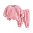 thumbnail image 1 of Odeerbi Kids Boys Girls Thermal Pajamas Set Kids 2024 Long Sleeve jammies Young Children Hooded Snowsuit Polyester Rompers Infant Suits Winter Warm Outfits Pink 6-7 Years, 1 of 6