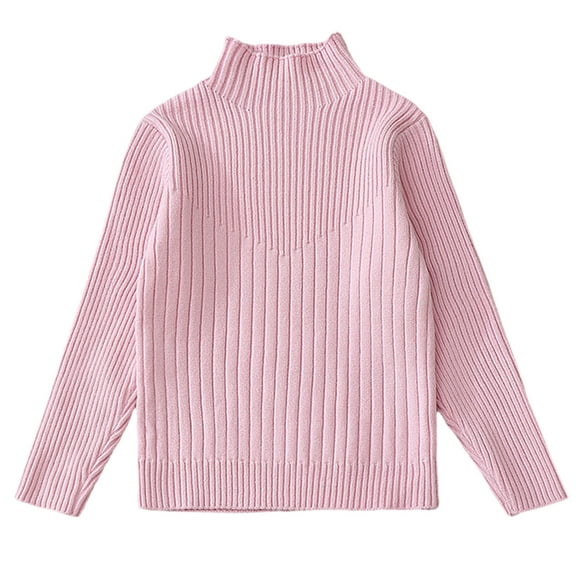 Odeerbi Kids Boys Girls Turtleneck Sweater Rib Knit Sweater Children's Fall Winter Thermal Basic Layering T-shirt Pullover Sweater Pink