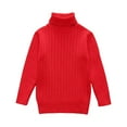 thumbnail image 1 of Odeerbi Kids Boys Girls Turtleneck Sweater Rib Knit Sweater Fashion Children Casual Winter Warm Long Sleeve Solid Color Thickened Sweater Red, 1 of 6