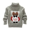 thumbnail image 1 of Odeerbi Kids Boys Girls Turtleneck Sweater Winter Thermal Cable Knit Sweater 1-12 Years Children's Owl Print Loose Sweater Long Sleeve Sweater Kids Clothes Gray, 1 of 4