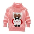 thumbnail image 1 of Odeerbi Kids Boys Girls Turtleneck Sweater Winter Thermal Cable Knit Sweater 1-12 Years Children's Owl Print Loose Sweater Long Sleeve Sweater Kids Clothes Pink, 1 of 4