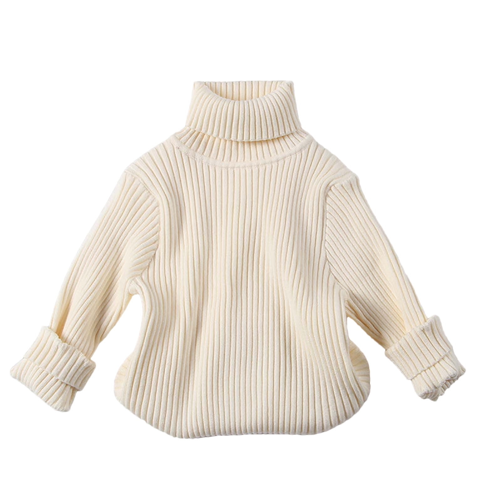 Autumn Arrival Baby Kids Unisex Comfortable Solid Color Knitted Long Sleeves Sweater with Turtleneck
