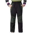thumbnail image 1 of Odeerbi Kids Boys Girls Waterproof Ski Pants Winter Warm Fleece Hiking Pants 2025 Fashion Solid Color Outdoor Keep Warm Windproof Plush Hiking Ski Pants Olive Green 11-12 Years, 1 of 4