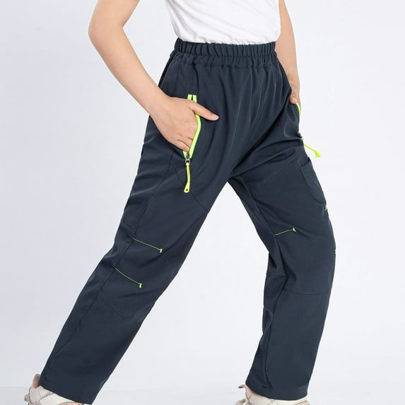 Odeerbi Kids Boys Girls Waterproof Ski Pants Winter Warm Fleece Hiking Pants 2025 Fashion Solid Color Outdoor Keep Warm Windproof Plush Hiking Ski Pants Navy 9-10 Years