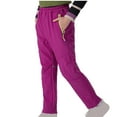 thumbnail image 1 of Odeerbi Kids Boys Girls Waterproof Ski Pants Winter Warm Fleece Hiking Pants 2025 Fashion Solid Color Outdoor Keep Warm Windproof Plush Hiking Ski Pants Hot Pink 9-10 Years, 1 of 5