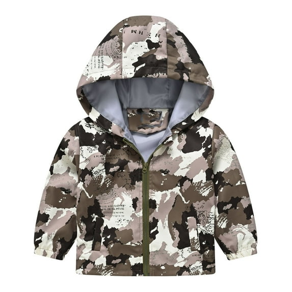 Odeerbi Kids Boys Girls Winter Coat Cartoon Printed Hooded Jacket Warm Outerwear Overcoat Fashion Casual Long Sleeve Hooded Jacket Printed Outwear Gray