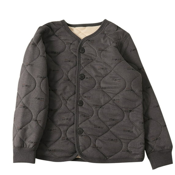 Odeerbi Kids Boys Girls Winter Coat Fleece Lined Quilted Puffer Jacket Thermal Padded Coats Children's Thick Warm Single Breasted Outerwear Kids Clothes Khaki