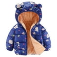 thumbnail image 1 of Odeerbi Kids Boys Girls Winter Coat Fleece Lined Quilted Puffer Jacket Thermal Padded Coats Kids Cute Solid Color Plush Thick Keep Warm Hooded Coat Outerwear Kids Clothes Blue, 1 of 5