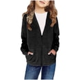 thumbnail image 1 of Odeerbi Kids Boys Girls Winter Fleece Lined Jacket Kids Toddler Hoodie Outwear Long Sleeve Pullover Sweatshirt 2024 Casual Top Teen Girl Clothes Coat with Pocket Black 8-9 Years, 1 of 5