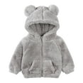 thumbnail image 1 of Odeerbi Kids Boys Girls Winter Fleece Lined Jacket Toddler Lamb Fleece Hoody Jackets Kids Zip Up Outerwear Coat Sweatshirt Gray 6-7 Years, 1 of 8