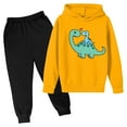 thumbnail image 1 of Odeerbi Kids Boys Girls Winter Outfits Dinosaur Sweatsuits Children Fashion Casual Tracksuit Long Sleeve Dinosaur Print Hoodies Sweatpants Set Orange, 1 of 3