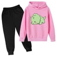 thumbnail image 1 of Odeerbi Kids Boys Girls Winter Outfits Dinosaur Sweatsuits Children Fashion Casual Tracksuit Long Sleeve Dinosaur Print Hoodies Sweatpants Set Pink, 1 of 3
