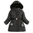 thumbnail image 1 of Odeerbi Kids Boys Girls Winter Padded Coat Fleece Lined Jacket Waterproof Fleece Lined Thick Down Coats Puffy Cotton Jackets With Hood Black 6-7 Years, 1 of 7