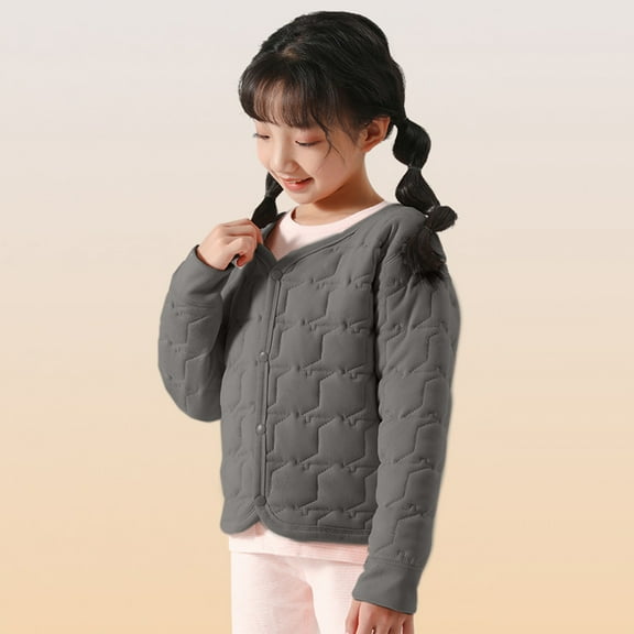 Odeerbi Kids Boys Girls Winter Padded Coat Padded Jacket School Uniform For Children Gray 7-9 Years