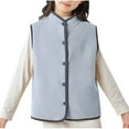thumbnail image 1 of Odeerbi Kids Boys Girls Winter Thermal Fleece Vest Lightweight Stand Collar Gilet Vest Single Breasted Plush Sleeveless Jacket Double Side Velvet Warmth Shoulder Waistcoat Blue, 1 of 6