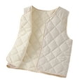 thumbnail image 1 of Odeerbi Kids Boys Girls Winter Thermal Quilted Puffer Vest Lightweight Down Gilet Vest Warm Padded Jacket Cotton Basic Layering Waistcoat Fall Thickened Shoulders Inner Wear Beige, 1 of 3