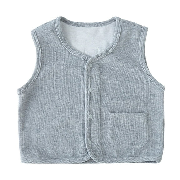 Odeerbi Kids Boys Girls Winter Thermal Sweater Vest Lightweight Knit Gilet Vest New Middle Large Basic Layering T-shirt Spring Fall Thickened Outside Shoulders Waistcoat Gray