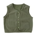 thumbnail image 1 of Odeerbi Kids Boys Girls Winter Thermal Sweater Vest Lightweight Knit Gilet Vest New Middle Large Basic Layering T-shirt Spring Fall Thickened Outside Shoulders Waistcoat Olive Green, 1 of 3