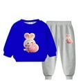 thumbnail image 1 of Odeerbi Kids Boys Girls Winter Warm Fleece Sweatsuits Two Piece Outfits Set Cartoon Printed Sweatshirt Jogger Pants Tracksuit Set Children Plush Loose Pullover Sweater Casual Hoodie Blue, 1 of 4