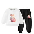 thumbnail image 1 of Odeerbi Kids Boys Girls Winter Warm Fleece Sweatsuits Two Piece Outfits Set Cartoon Printed Sweatshirt Jogger Pants Tracksuit Set Children Plush Loose Pullover Sweater Casual Hoodie White, 1 of 4