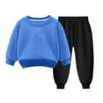thumbnail image 1 of Odeerbi Kids Boys Girls Winter Warm Fleece Sweatsuits Two Piece Outfits Set Solid Color Hoodie Jogger Pants Set Children Velvet Casual Tracksuit Light Blue, 1 of 4