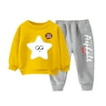 thumbnail image 1 of Odeerbi Kids Boys Girls Winter Warm Fleece Sweatsuits Two Piece Outfits Set Solid Color Hoodie Jogger Pants Set Children Velvet Casual Tracksuit Yellow, 1 of 4