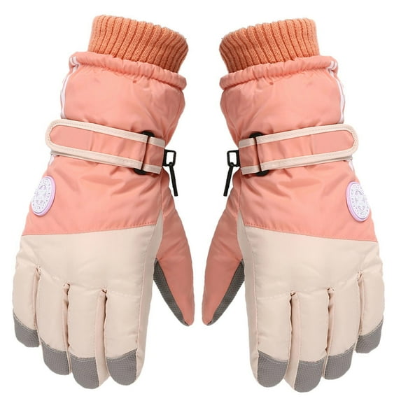 Odeerbi Kids Boys Girls Winter Waterproof Ski Gloves Snowboard Mittens Toddler Snow Gloves Kids Ski Winter Gloves Waterproof Windproof Children Warm Gloves Beige 11-16 Years