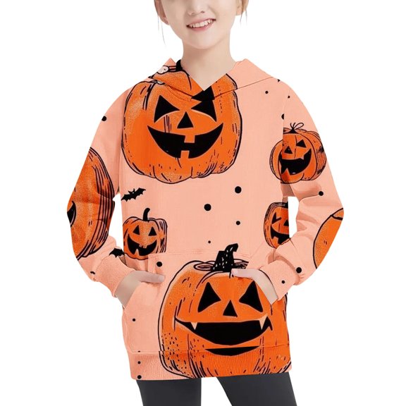 Odeerbi Toddler Boys Halloween Hoodies Fall Winter Pullover Hooded Sweatshirts 4-14 Years Children's Halloween Printed Hoodie Long Sleeve Top Sweatshirt Toddler Clothes Multicolor