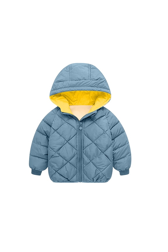 Kids Boys Puffer Jacket Winter Fleece Coats Padded Coat Thick Velvet Down Jacket Heavy Coat Western Style Winter Clothing Blue
