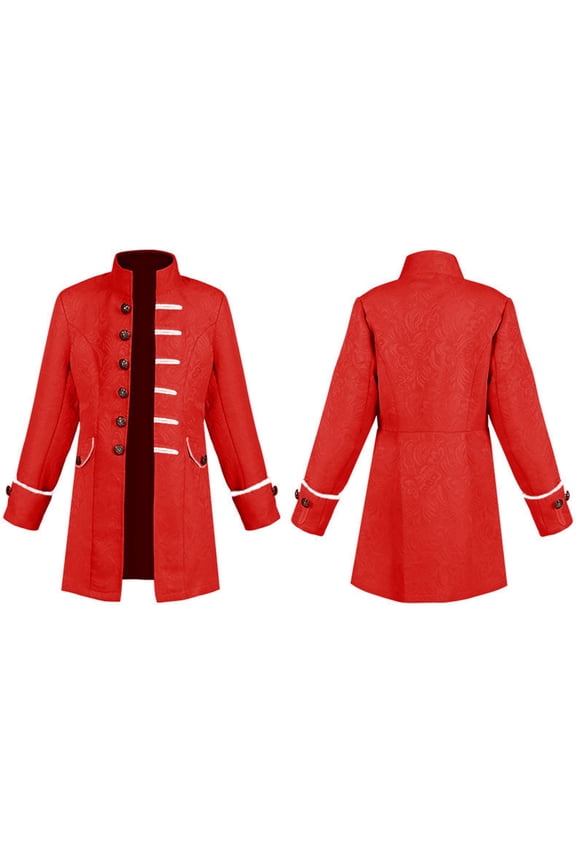 Kids Boys Renaissance Medieval Coat Stand Collar Halloween Victorian Jacket for Stage Performance