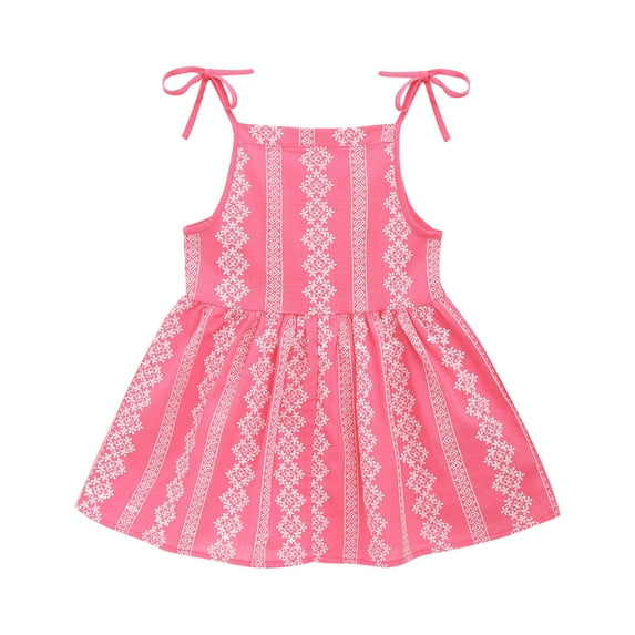 Odeerbi Kids Dress Toddler Girls Floral Slip Dress Summer Beach Dress Baby Clothes Seaside Sling Skirt Hot Pink