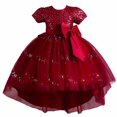 thumbnail image 1 of Odeerbi Kids Dress Toddler Girls Princess Dresses Tulle Dress Middle-aged Children's Sleeveless Embroidery Mesh Gauze Dress Red, 1 of 9