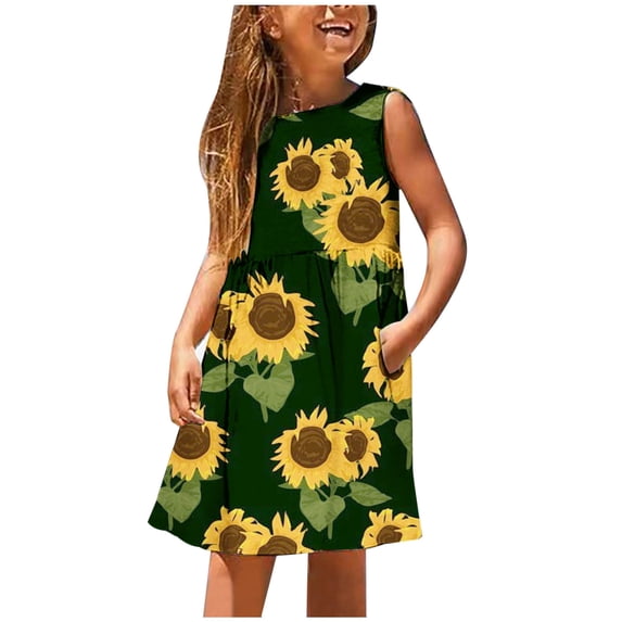 Odeerbi Kids Dress Toddler Girls Tank Dress Leopard A-Line Dress Cute Sweet Print Sleeveless Dress Spring Summer Daily Holiday Vacation 2025 Casual Dress Olive Green