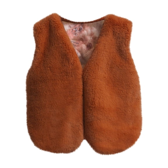Odeerbi Kids Fleece Vest Toddler Baby Boys Girls Faux Vest Winter Sleeveless Warm Coat Jacket Cute Thick Soft Vest Khaki