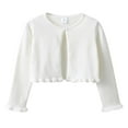 thumbnail image 1 of Odeerbi Kids Girls Bolero Cardigan Cropped Shrugs Knit Cover Up Children's Casual Sweet Bow Loose Button Perforated Round Neck Long Sleeve Sweater Kids Clothes White, 1 of 7