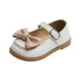 thumbnail image 1 of Odeerbi Kids Girls Bow Princess Leather Shoes Nude Shoes Baby Children's Princess Shoes Soft-soled Shoes Bowknot 2025 Casual Small Leather Shoes Beige 6-7 Years, 1 of 6