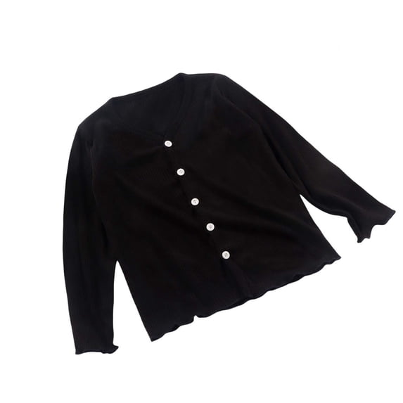 Odeerbi Kids Girls Cardigan Sweater Cotton Knit Sweater Cardigan Fall Winter Thermal Long Sleeve Knitted Cardigan Black