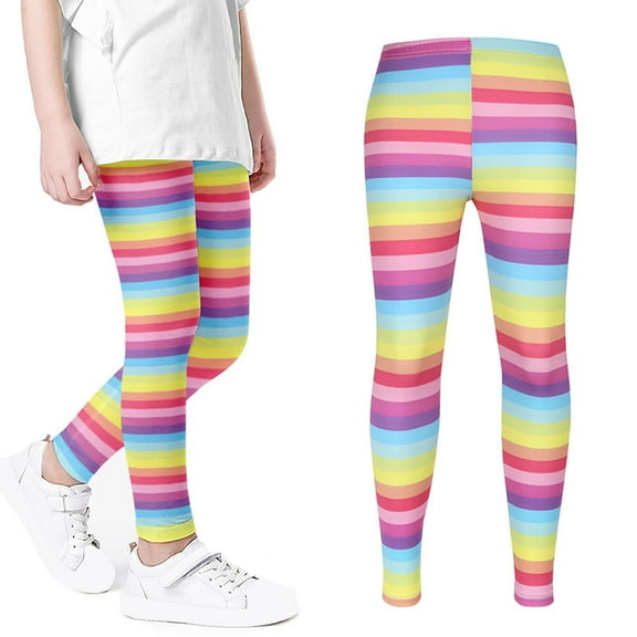 Odeerbi Kids Girls Cartoon Print Leggings Children's Printed Outer Wear Pants Girls Thin Style Leggings Multicolor 7-8 Years
