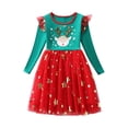 thumbnail image 1 of Odeerbi Kids Girls Christmas Star Sequin Sparkly Tulle Dress Spring Fall Long Sleeve Cute Princess Dresses Kids Fashion Deer Print Mesh Dress Kids Girls Clothes, 1 of 9