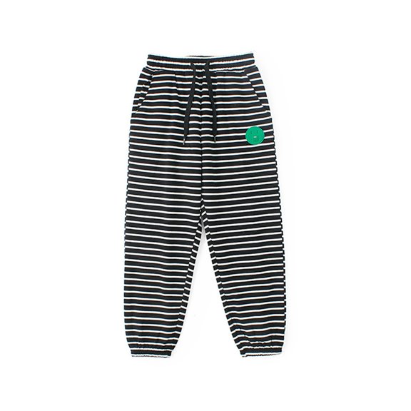 Odeerbi Kids Girls Cotton Sweatpants Striped Jogger Pants Children Workout Pants Casual Athletic Pants Fashionable Striped Home Pants Full Length Pants Black