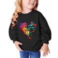 thumbnail image 1 of Odeerbi Kids Girls Crewneck Sweatshirts Pullover Sweatshirts Children's Fall Winter Sweatshirt Heart Print Long Sleeve Sweater Top Black, 1 of 5